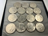 15- Assorted Eisenhower Dollar coins, 3-1971, 1-1971-D, 7-1972, 3-1972-D, 1- 1974