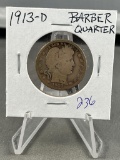 1913-D Barber Quarter Dollar