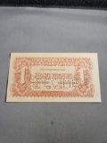 1944 Czechoslovakia 1 Jedna Korunu note, UNC