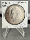 1976-D TYPE 2 Eisenhower Dollar coin, UNC