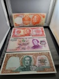 Uruguay 4 Banknote set, 1971 100, 1000, 5000 and 10000 Peso Banknotes, UNC