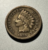 1859 First Year Indianhead Cent Oak Wreath on back