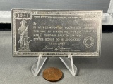 Metal 1941-45 US Saving's Bond Plate 