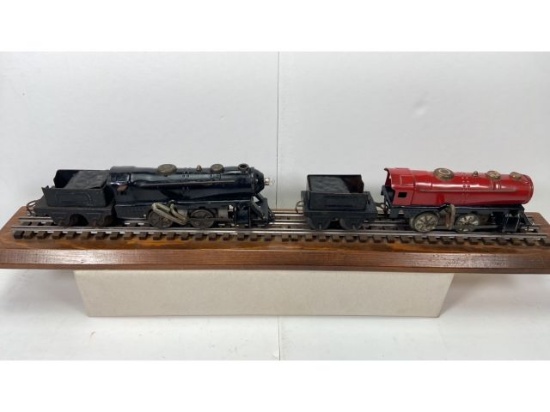 PAIR OF TINPLATE WIND-UP LOCOMOTIVES WITH TENDERS