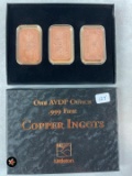 SET OF 3 1-OZ. Copper Ingots in Holder