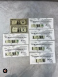 6-2009 Crisp UNC $1. Legal Tender Notes & 2 $1. Silver Certificates
