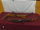 Browning and Bear compound bows and unnamed crossbow,