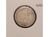 1875CC ABOVE BOW SEATED DIME F