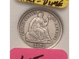 1872S SEATED HALF DIME XF