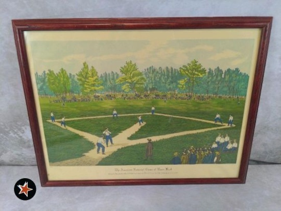 1930's Lithograph "The American Game of Baseball"
