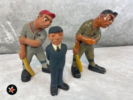 Three Vintage Rittgers Baseball Chalkware Figurines