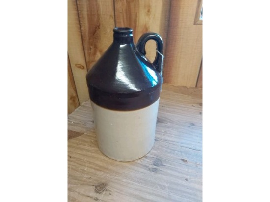 BROWN AND WHITE CROCK JUG (WILL NOT SHIP)