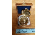 NAUTICAL BRASS COMPASS IN WOODEN BOX