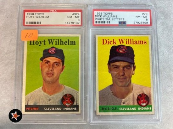 Hoyt Wilhelm & Dick Williams 1958, both  Topps  PSA 8!