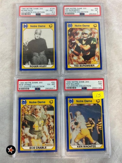 Notre Dame PSA football card lot of 4: 6 to 7 range