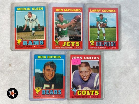 1971 Topps football Star lot: Unitas , Butkus, Csonka, Maynard, Olsen
