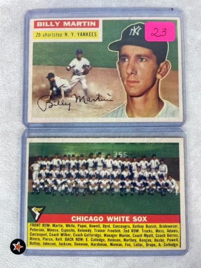 1956 Topps Billy Martin card & Chicago White Sox Team card