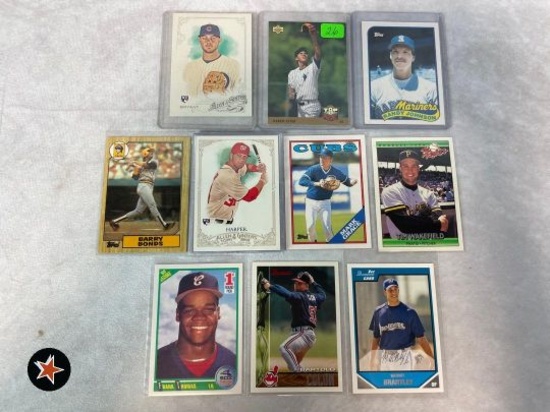 Baseball Rookie lot with Jeter, Bonds, Bryant, Harper, Randy Johnson, M Brantley