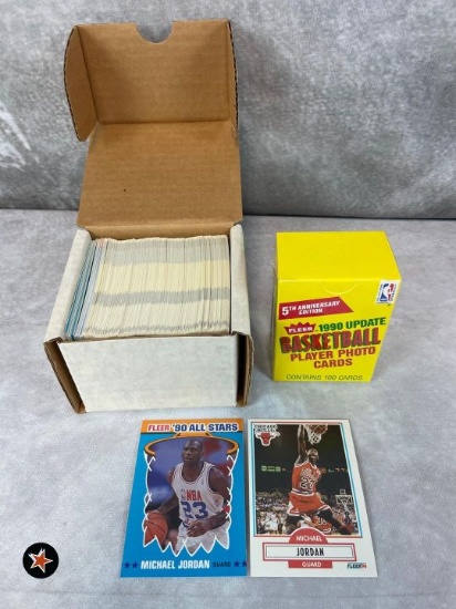 1990 Topps basketball set with: stickers, Rookie stars, factory updates