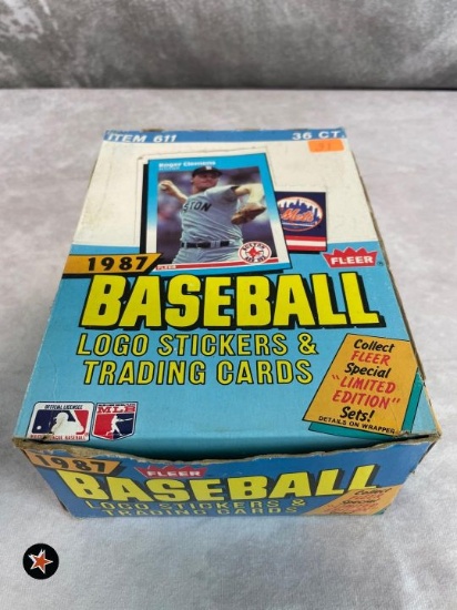 1987 Fleer baseball box, unopened, many Rookies & Stars, 36 pack box