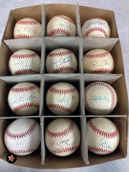 One dozen signed MLB baseballs, includes: McGriff, Gidrey, Mike Sweeney, Gaston