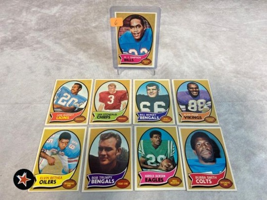 OJ Simpson 1970 Topps Rookie, also 7 Rookies from 1970