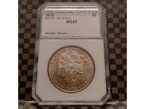 1878 7/8-T.F. MORGAN DOLLAR IN PCI MS60 HOLDER