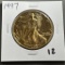 Gold Plated 1997 US Silver Eagle, .999 fine silver, UNC