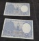 2- 1945 Nepal 1 Mohru Banknotes, Uncirculated