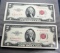 2- 1953C Red Seal $2.00 United States Notes