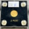 Mexico 1945 DOS PESOS Gold Coin in capitol plastics holder