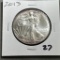 2013 US Silver Eagle, .999 fine silver, UNC GEM