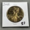 Gold Plated 2002 US Silver Eagle, .999 fine silver, UNC
