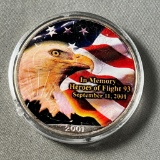 2001 US Silver Eagle, .999 fine silver, UNC with 9/11 graphics