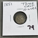 1851 Three Cent Silver coin