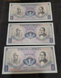 3-1973 Columbia 1 Peso Banknotes, Uncirculated, Sequential