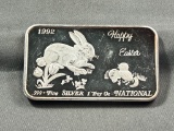 Happy Easter 1992 One Troy ounce .999 silver bar