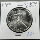 1989 US Silver Eagle, .999 fine silver, UNC GEM