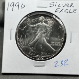 1990 US Silver Eagle, .999 fine silver, UNC GEM
