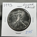 1993 US Silver Eagle, .999 fine silver, UNC GEM