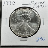 1998 US Silver Eagle, .999 fine silver, UNC, GEM