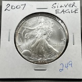 2007 US Silver Eagle, .999 fine silver, UNC GEM