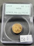 RATTLER 1929 $2.5 Gold Indian graded AU58