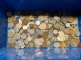 2.5+ POUNDS OF FOREIGN COINS, SOME TOKENS, NICE MIX OF OLD AND NEW