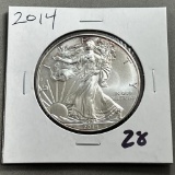 2014 US Silver Eagle, .999 fine silver, UNC GEM