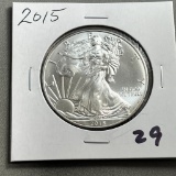2015 US Silver Eagle, .999 fine silver, UNC GEM