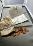 US Mint Souvenir Bag w/ asst PDS UNC cents, dates may vary