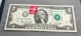 1976 First Day Issue $2.00 Bill, postmarked Newcomerstown Oh with US stamp, UNC