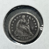 1855-O Seated Liberty Half Dime, w/ arrows