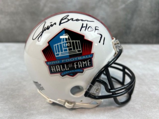 Jim Brown signed mini helmet, SGC cert w/ inscription